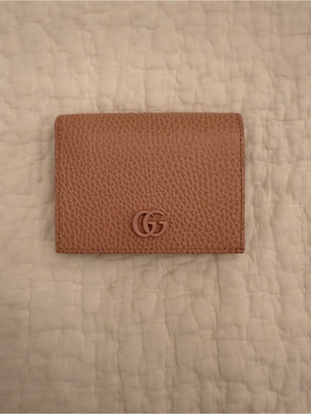 Gucci Small Pebbled Leather Card Case Wallet - Pink NWOT
